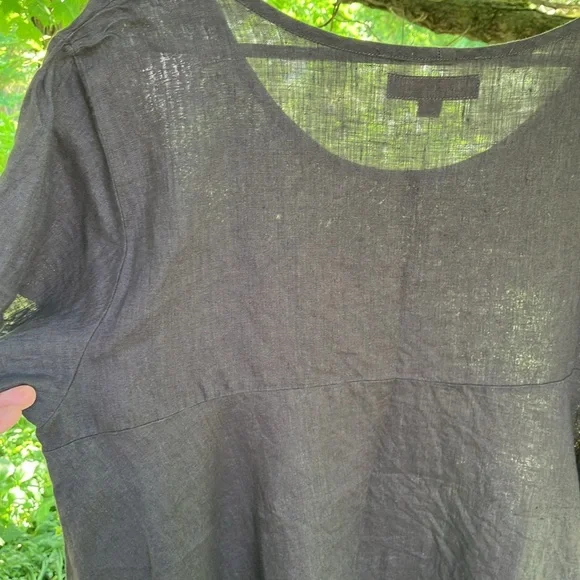 Flax Charcoal Gray Linen Too Hi-Li Hem Size Medium EUC - Picture 6 of 7